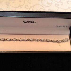 TENNIS BRACELET-CUBIC ZIRCONIA/SILVER-X DESIGN-approx  8" Boxed